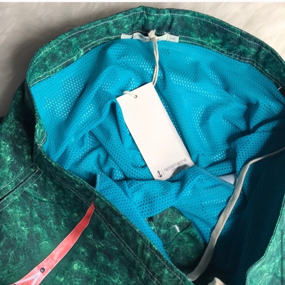 RETROMARINE Green Crew Vibes Ariel Swim Shorts L - Picture 7 of 8